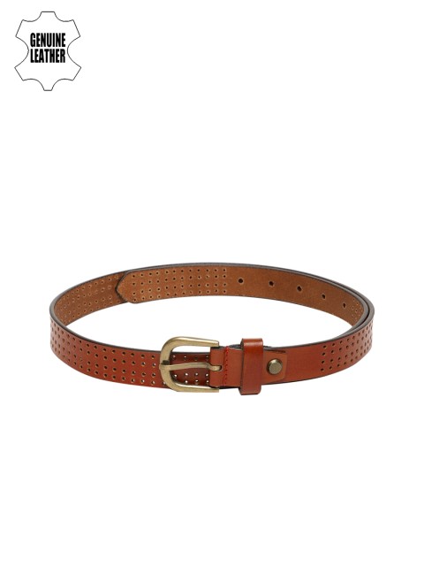 

Peter England Men Brown Genuine Leather Textured Belt