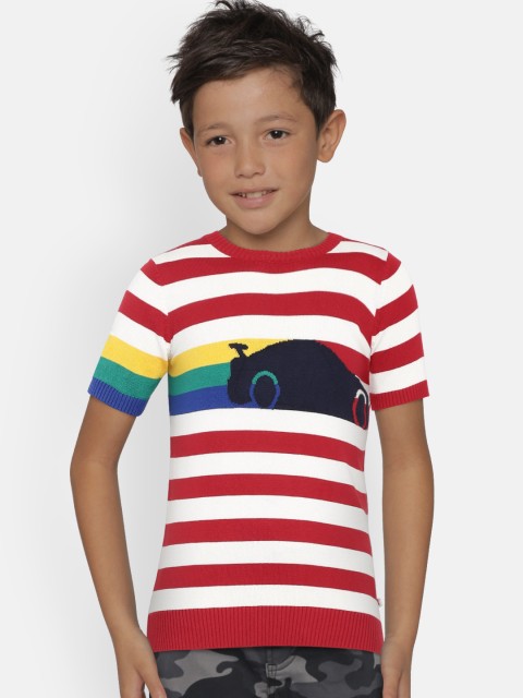 

United Colors of Benetton Boys Red & White Striped Pullover