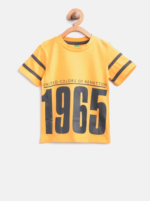 

United Colors of Benetton Boys Yellow Printed Round Neck T-shirt