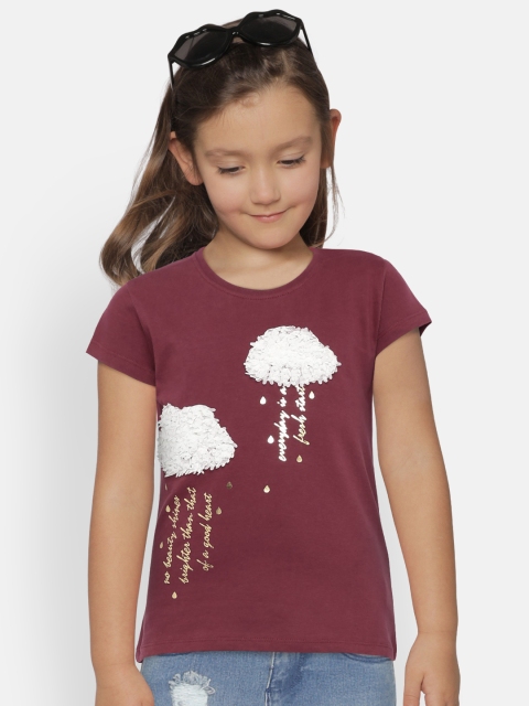 

United Colors of Benetton Girls Burgundy Printed Top