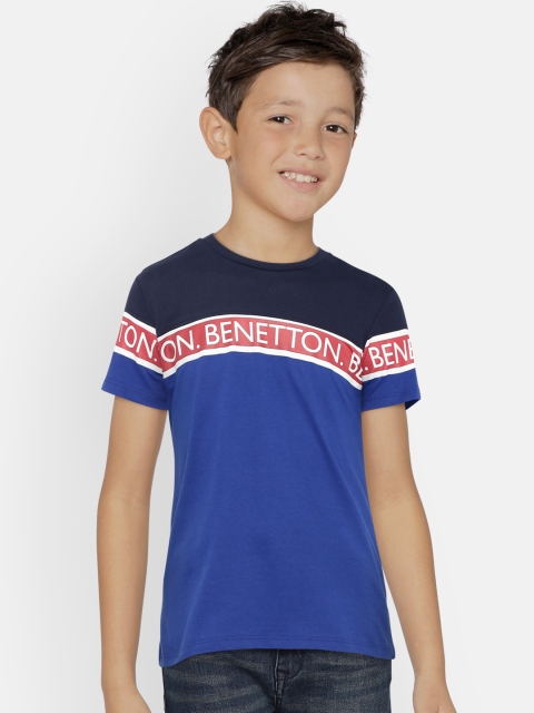 

United Colors of Benetton Boys Blue Printed Detail Round Neck T-shirt