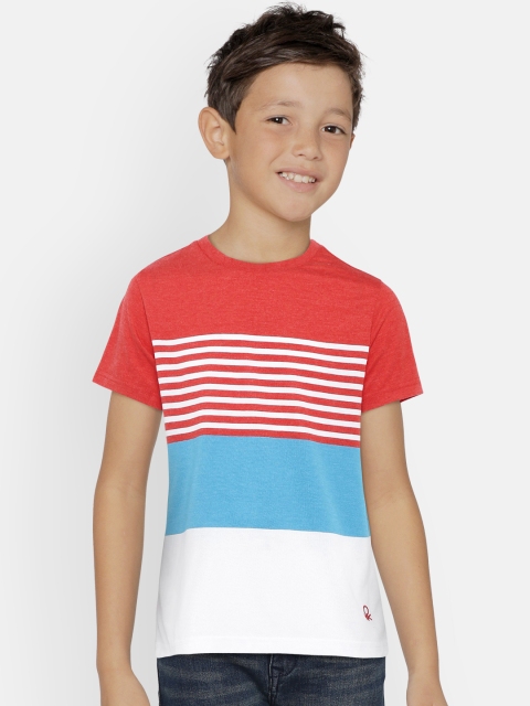 

United Colors of Benetton Boys Red & Blue Striped Round Neck T-shirt