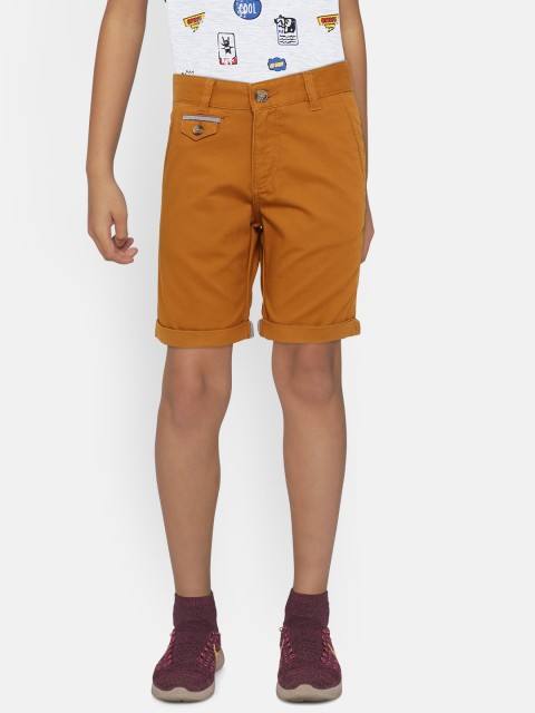 

United Colors of Benetton Boys Mustard Brown Solid Regular Fit Casual Shorts
