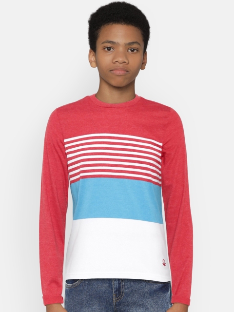 

United Colors of Benetton Boys Red & White Striped Round Neck T-shirt