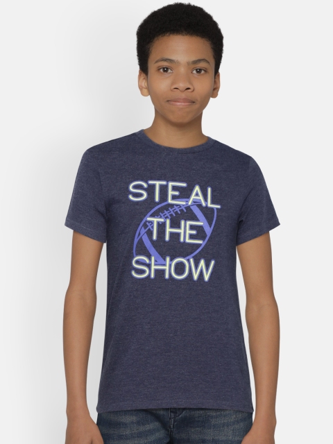 

United Colors of Benetton Boys Navy Blue Printed Round Neck T-shirt