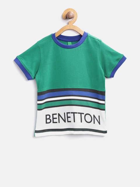 

United Colors of Benetton Boys Green Printed Round Neck T-shirt
