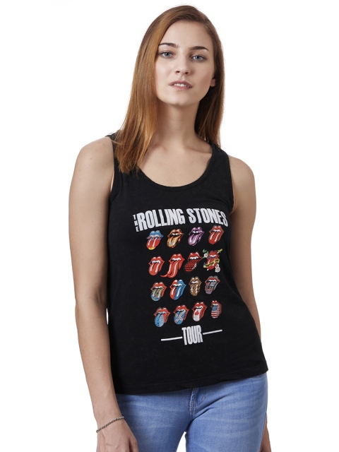 

Free Authority Women Black THE ROLLING STONES Printed T-shirt