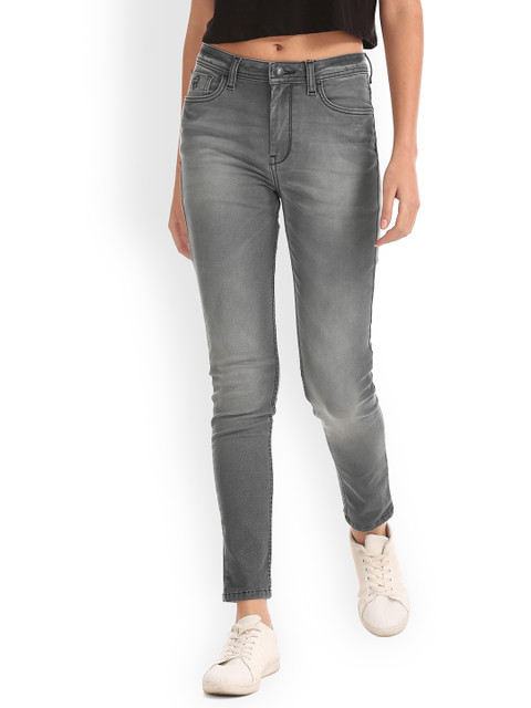 

Flying Machine Women Grey Skinny Fit High-Rise Clean Look Stretchable Jeans