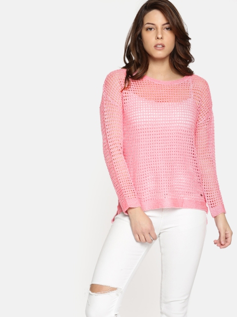 

Flying Machine Women Pink Sheer Top
