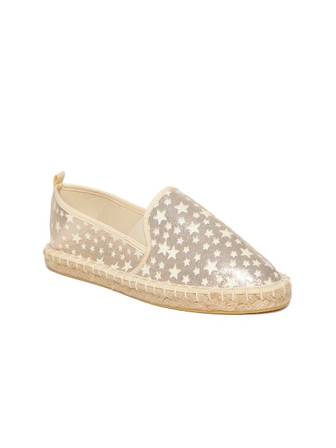 

Dune London Women Gold-Toned & Off-White Printed Espadrilles