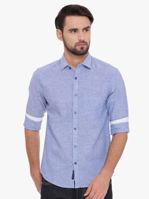 

Linen Club CAVALLO Men Blue Slim Fit Printed Linen Casual Shirt