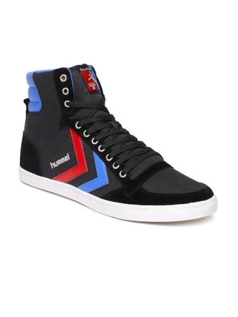 

hummel Unisex Black Solid Mid-Top Sneakers