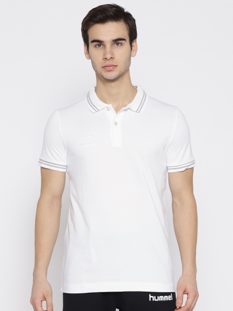 

hummel Men White Solid Classic Bee Noah Polo Collar T-shirt
