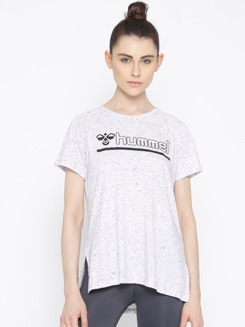 

hummel Women Grey Melange Solid Round Neck T-shirt