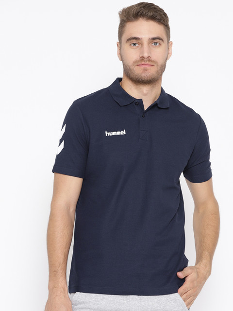 

hummel Men Navy Blue Core Solid Polo Collar T-shirt