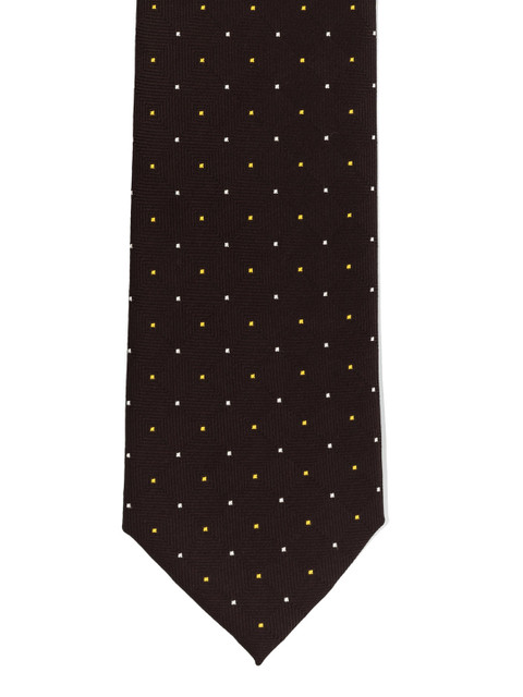 

The Tie Hub Brown & Yellow Printed Broad Tie