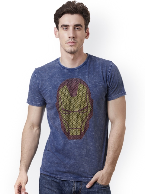 

Free Authority Men Blue Iron Man Printed T-shirt