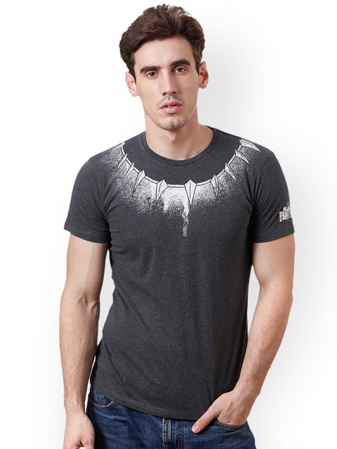 

Free Authority Men Charcoal Grey BLACK PANTHER Printed T-shirt