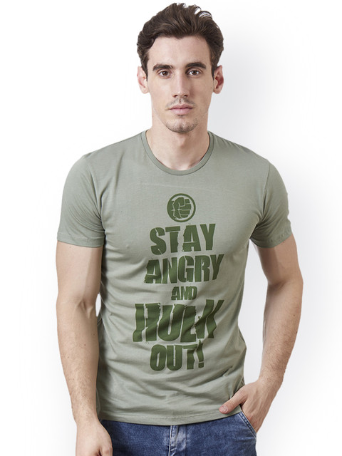 

Free Authority Men Green HULK Printed Round Neck T-Shirt