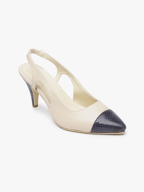 

Monrow Women Beige & Blue Colourblocked Pumps
