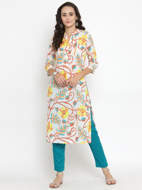 Varanga Women Multicoloured Floral Print Kurta with Trousers, Multi