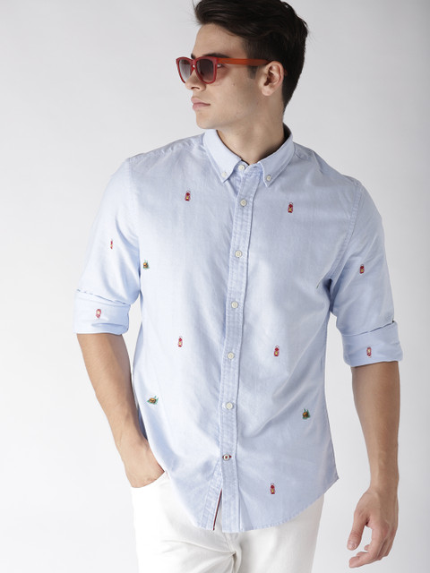 

Tommy Hilfiger Men Blue Custom Regular Fit Embroidered Casual Shirt