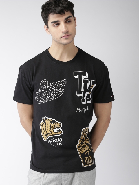 

Tommy Hilfiger Men Black Printed Round Neck T-shirt