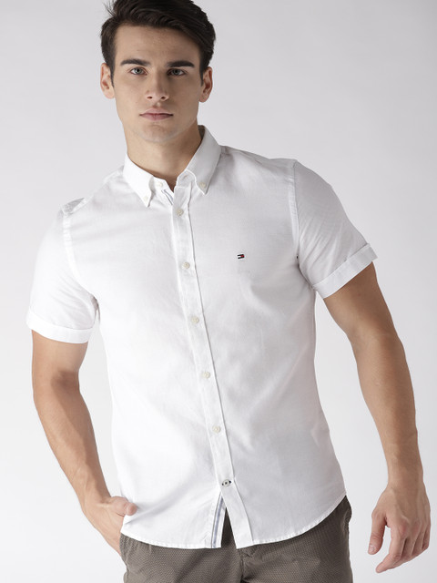 

Tommy Hilfiger Men White Slim Fit Solid Casual Shirt