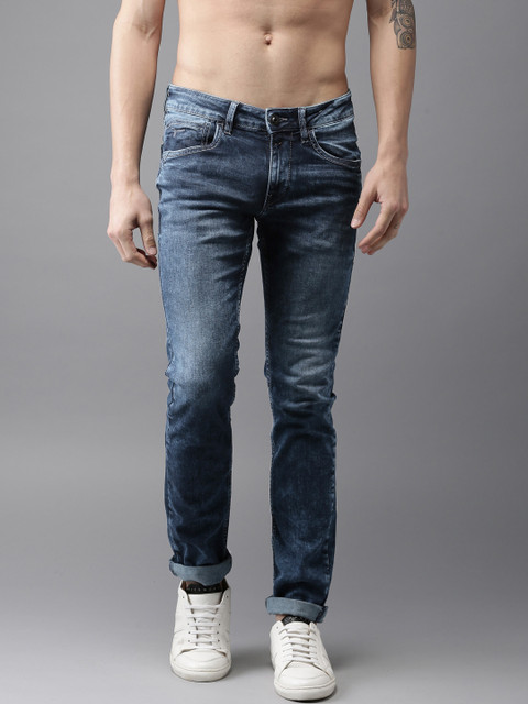 

Flying Machine Men Blue Jackson Tapered Fit Mid-Rise Clean Look Stretchable Jeans
