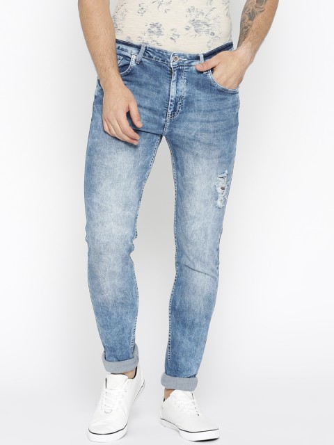 

Blackberrys Men Blue Regular Fit Mid-Rise Low Distress Stretchable Jeans