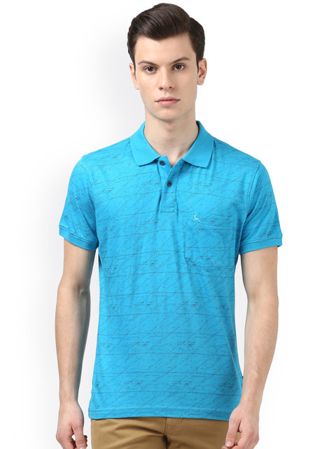 

Parx Men Blue Printed Polo Collar T-shirt