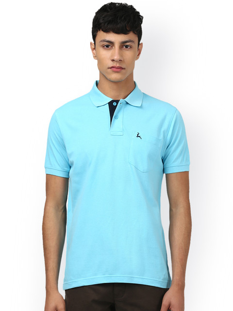 

Parx Men Turquoise Blue Solid Polo Collar T-shirt