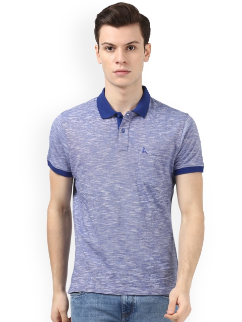 

Parx Men Blue & Off-White Self-Design Polo Collar T-shirt