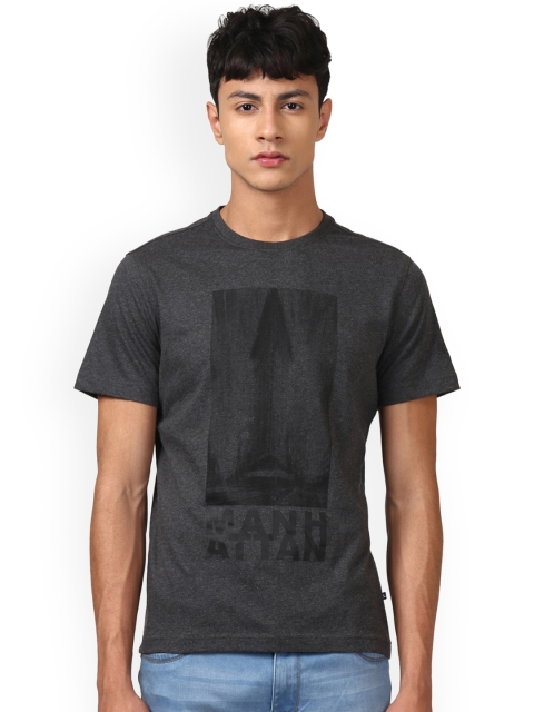 

Parx Men Grey Printed Round Neck T-shirt