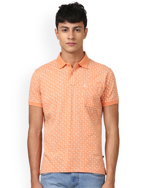 

Parx Men Orange Printed Polo Collar T-shirt