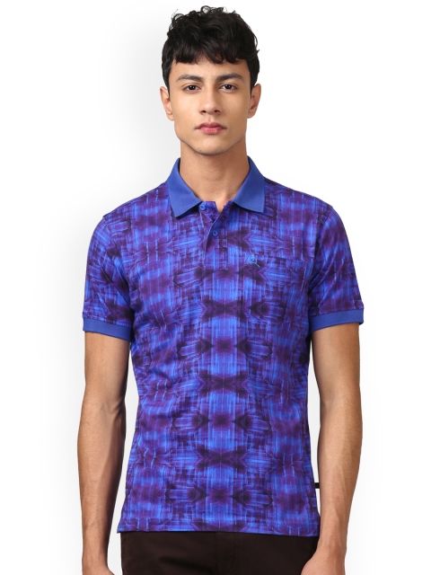 

Parx Men Blue Printed Polo Collar T-shirt