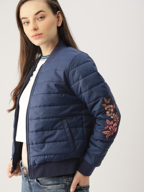 

Ms.Taken Women Navy Solid Puffer Jacket, Navy blue