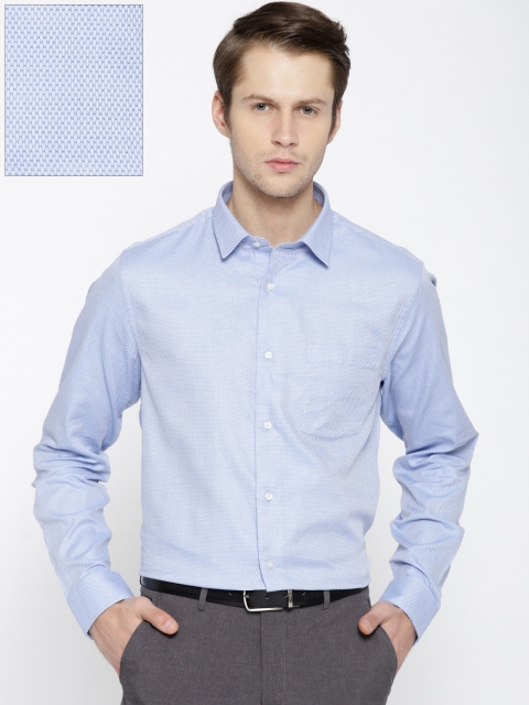 

Blackberrys Men Blue & White Slim Fit Self Design Formal Shirt
