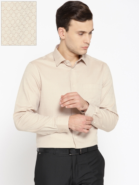 

Blackberrys Men Beige Slim Fit Self Design Formal Shirt