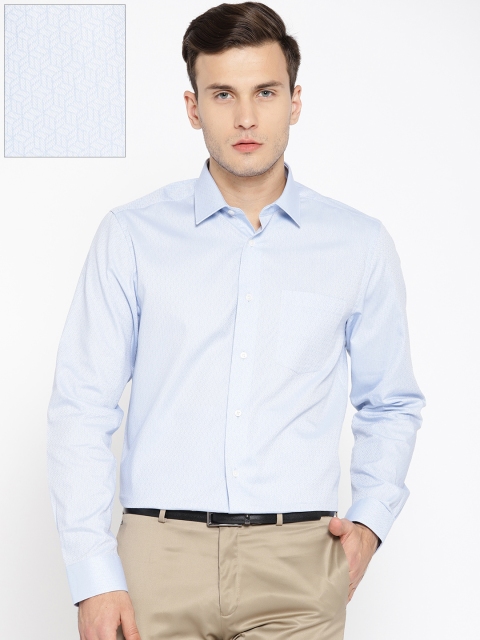 

Blackberrys Men Blue & White Slim Fit Self Design Formal Shirt