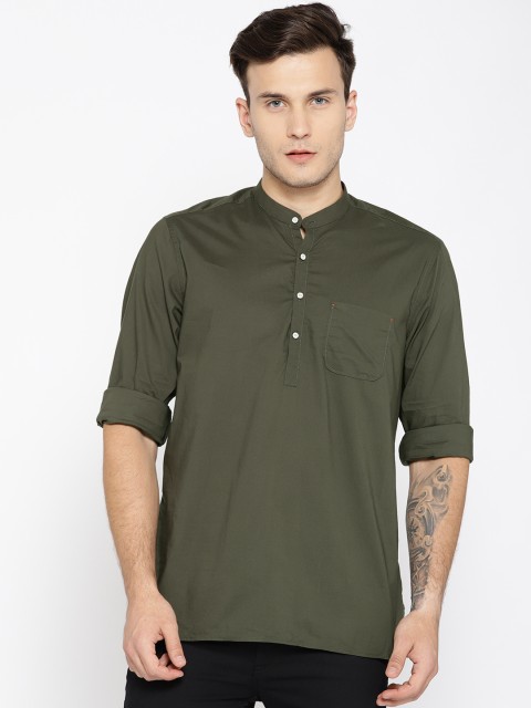 

Blackberrys Men Olive Green Slim Fit Solid Casual Shirt