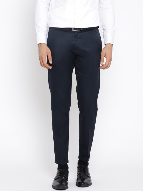 

Blackberrys Men Navy Blue Regular Fit Solid Formal Trousers