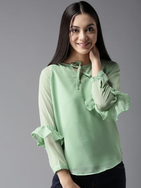 

Moda Rapido Women Green Solid Top