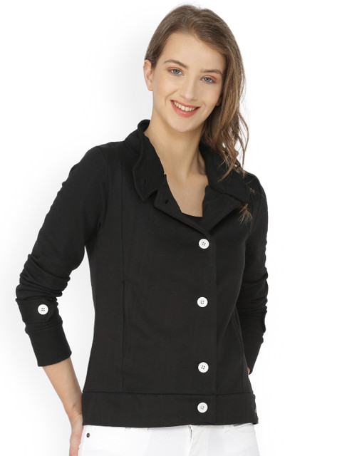 

Campus Sutra Women Black Solid Tailored Jacket