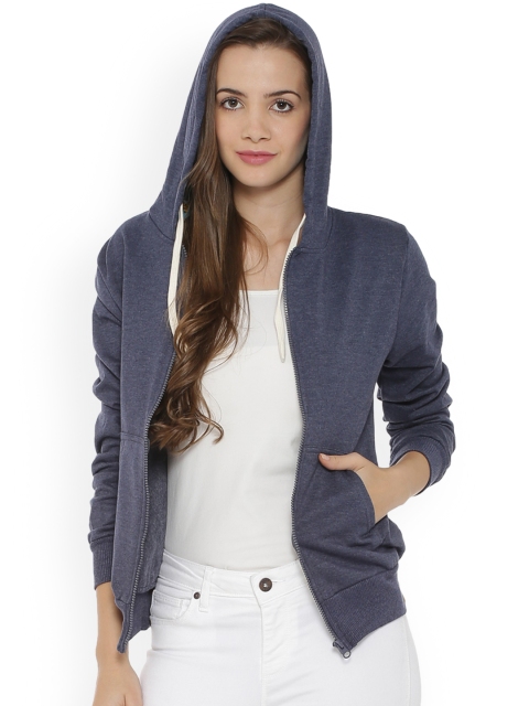 

Campus Sutra Women Blue Solid Hooded Sweatshirt