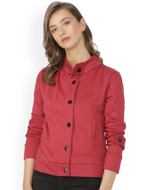 

Campus Sutra Women Red Solid Tailored Jacket