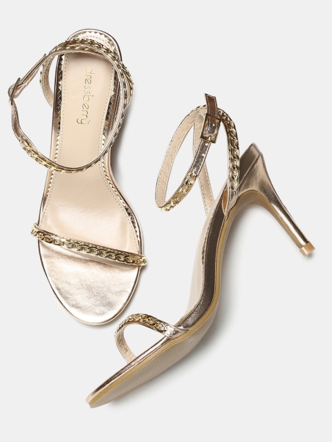 

DressBerry Women Gold-Toned Solid Heels
