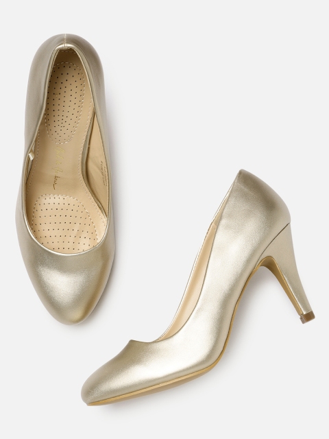 

Mast & Harbour Women Gold-Toned Solid Pumps