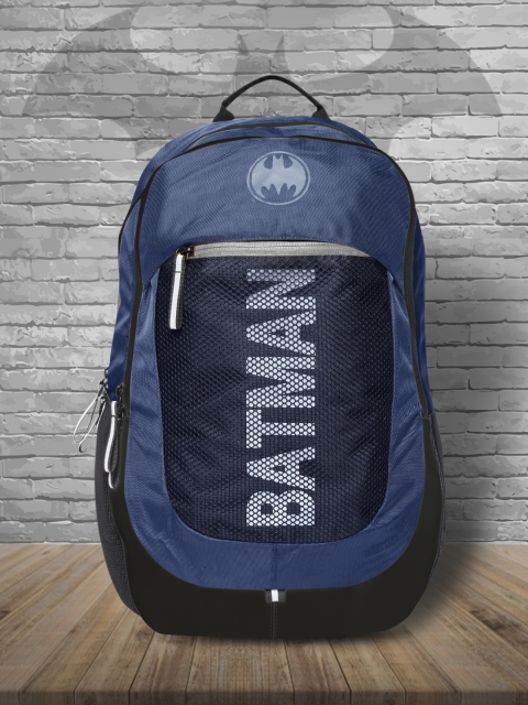 

Kook N Keech Batman Unisex Navy Blue & Black Reflective Print Backpack