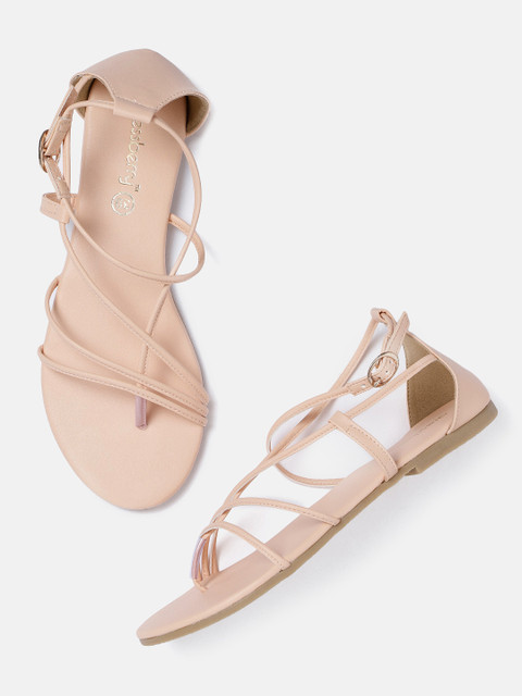 

DressBerry Women Beige Solid Open Toe Flats